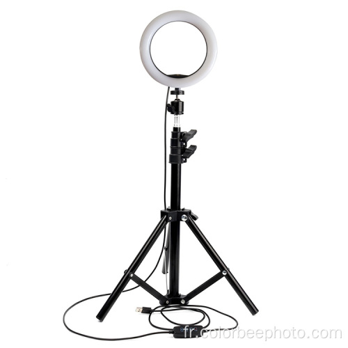 Lampe à anneau de maquillage pour selfie de bureau à DEL USB de 8 po